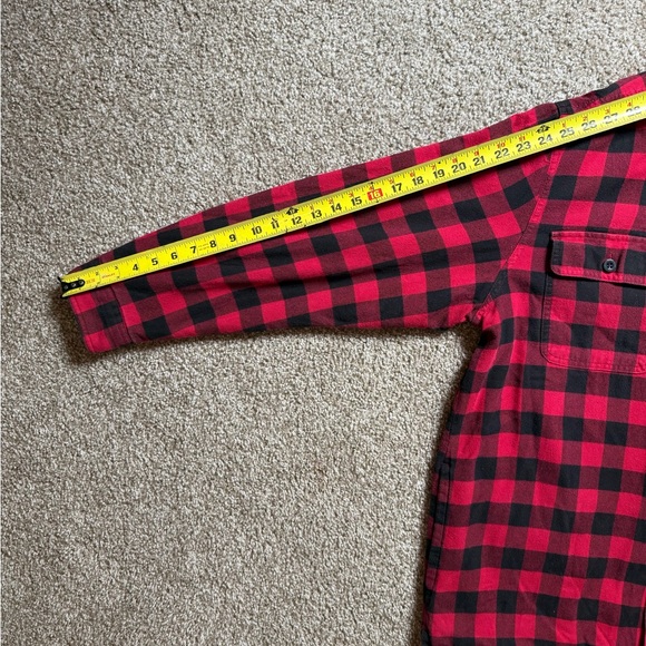 L.L. Bean Fleece Lined Flannel Shirt Shacket Men’s Medium Red Black Plaid 298189 - Picture 13 of 14